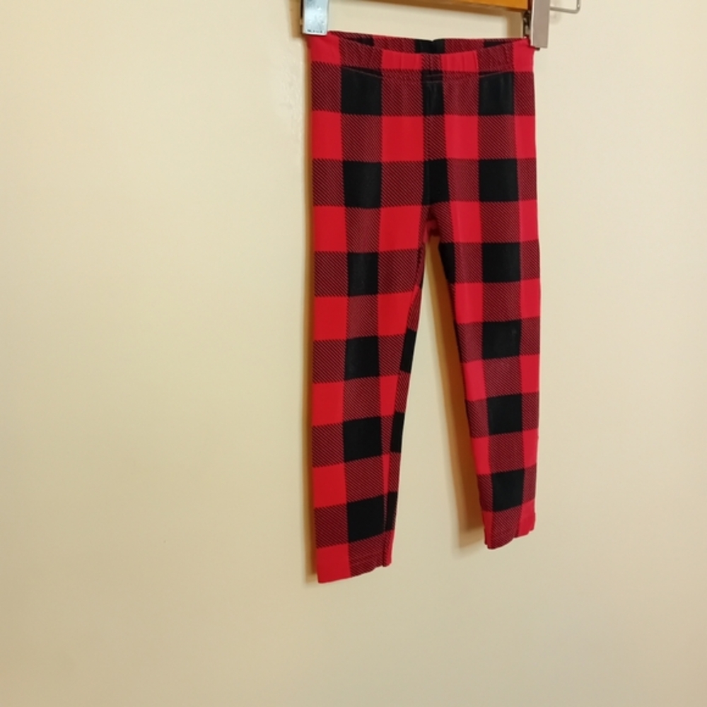 👶2/$15👶Toddler Girl's Carter's Plaid Leggings Winter Fall Red Black Size 3T - Picture 3 of 8